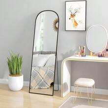 Full-Length Mirror 1615 X 50 Cm Standing Mirror With Aluminum Alloy Frame For Living Room Bedroom Black - 1PC - 查看 4