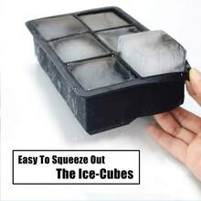 1pc Large Square Ice Cube Mold Tray, Suitable For Whiskey, Cocktail Decoration And Party Supplies - Black - View 7