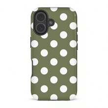 VESPOP Polka Dot Green & White Polka Dot Phone Case - Shock-Proof Phone Case, Fit For IPhone 17/16/15/14/13/12/11 Pro Max/Pro Plus/12 Mini/13 Mini, Fit For Galaxy S26 S25 S24 S23 S22 S21 Plus Ultra Phone Case - Dark Green Background With White Dots - View 6