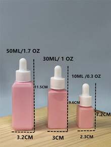 Pink Square Plastic Dropper Bottles 10/30/50ml Empty Cosmetic Liquid Containers For Serum Essential Oil Durable Unbreakable Precise Control Travel Size Portable - View 5