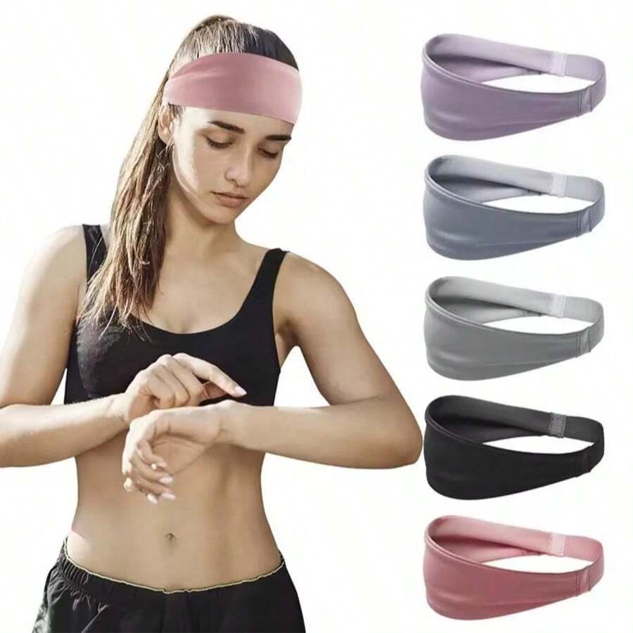 Summer Sweat Absorbent Sports Forehead Headband Elastic Hair Tie For Yoga Running Basketball - Multicolor - View 1