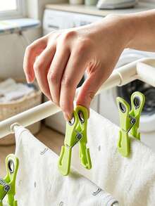 1/36pcs Heavy Duty Windproof Clothes Pegs, Durable Plastic Laundry Clips, Modern Green, Yellow, Blue, White Strong Grip Towel Clips With Hook Design, Multi-Purpose Non-Slip Clothespins For Outdoor Drying, Home, Balcony And Travel - Multicolor - View 7