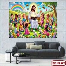 2D Flat Banner Backdrop For Children - Religious Teaching Scene With Rainbow, Butterfly, Animals, Sheep - Suitable For Birthday, Wedding, Sunday School - Multicolor - View 4