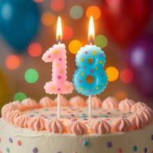 1pc Creative Candy Color Star Print Number Candle Cake Decoration Supplies Number 0-9 Birthday Party Celebration Wish Candle Plug-In - View 7