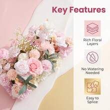23.6 Inch Aisle Flower Row Wedding Arch Floral Runner, Backdrop, Reception Table Decoration, Centerpiece, Pale Pink And Roses With Sakura Artificial Flowers, Ceremony Aisle - Multicolor - View 4