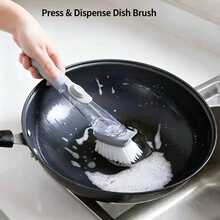 Long Handle Kitchen Cleaning Brush With Refillable Detergent Container And Replaceable Brush Head - Multi-Purpose Cleaning Brush Suitable For Pots, Pans, Bowls, Dishes, Sinks, Countertops, Stoves, Backsplashes, Non-Scratch Cookware And Appliances - One Size - View 9