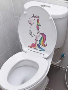1pc Cartoon Rainbow Unicorn Wall Decal, Removable Room Decor Sticker For Bedroom, Living Room, Kids Room - 1PC - View 3