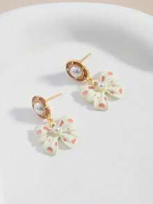 1 Pair Fashionable Bow & Flower Design Earrings For Women - Pink - View 5