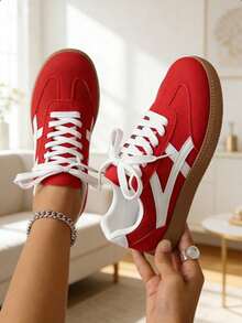 Women's Casual Sneakers, Flat, Lightweight, Comfortable For Fitness, Walking, Skateboarding - Red - View 15