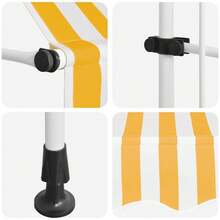 vidaXL Retractable Awning, Hand-Operated, Water-Repellent, Sun Protection, Clamp-On Awning For Balcony, Patio, Garden, 300cm, Yellow, Orange And White Striped - Orange and White - View 5