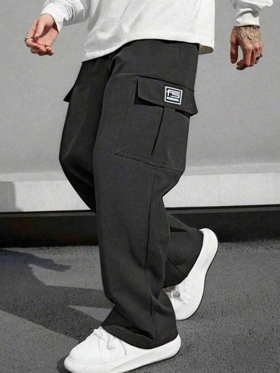 Men's Summer Lightweight Casual Sports Multi-Pocket Cargo Pants, Simple Fashion Outdoor Long Pants Black Fall - Black - View 1