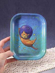 1pc Rolling Tray With Cigar Cat Pattern, Excellent Cigarette Rolling Tool, Ideal Holiday Gift - Print - View 10