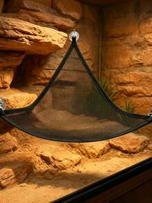 1pc 30/48cm Triangle Reptile Hammock, Breathable Bite-Resistant Mesh Lizard Hammock, Suction Cup Wall-Mounted Resting Climbing Pad, Suitable For Bearded Dragon, Gecko And Other Small Reptiles, Pure Black Decor Accessory - Multicolor - View 4