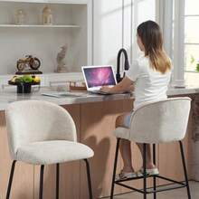 Set Of 2 Bar Stools With Backrest And Footrest/High Stability Bar Stool Set/Adjustable Footrest/Quick Assembly/Suitable For Kitchen, Counter And Dining Room,Versatile Style/Beige - Beige - View 8