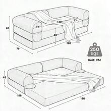 Sofá de 2 plazas aus weichem Kordstoff, umwandelbares Boden Sofa Bett, platzsparendes Futon Sofa für Wohnzimmer, Apartment & Gästezimmer - Verde - Ver 2