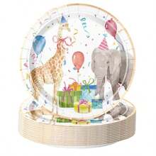 D25Pcs Birthday Paper Plates - 9 Inch Adorable Animal Disposable Plates Decorative Dinner Plates For Party Tableware Plies Table Decor - Birthday Animal - View 7