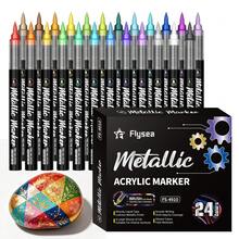 Flysea 48/36/24/12 Colors Direct Liquid Acrylic Paint Markers, Colorful Marker Pens, Coloring Set, Quick Drying, Fade-Resistant, Perfect For Painting, Illustration, Craft Arts, School Back To School Season For Coloring Books And Other DIY Projects, Suitable For Paper, Fabric, Wood, Rock, Plastic, Glass, Ceramic, Pumpkin, Metal, Etc., Easter, Thanksgiving, Halloween, Christmas Gifts And Supplies - Multicolor - View 3