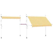 vidaXL Retractable Awning, Hand-Operated, Water-Repellent, Sun Protection, Clamp-On Awning For Balcony, Patio, Garden, 300cm, Yellow, Orange And White Striped - Orange and White - View 4