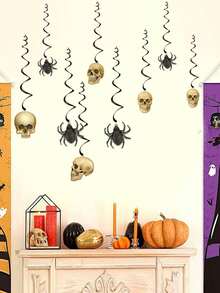 3 Styles Halloween Wall Decals Hanging Skeleton Spider / Multi-Size Hanging Spider / Dark Withered Tree Silhouette Optional PVC Removable Self-Adhesive Suitable For Ceiling Door Frame Wall Corner Glass Escape Room Window Party Atmosphere Holiday Decoration Stickers - Wall Stickers - View 4