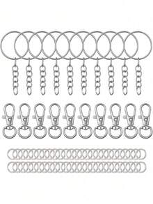 70/140/280/560pcs Keychain Making Material Set - 40 Swivel Clasps, 10 Key Rings, 50 Open Rings, DIY Keychain Craft Tools (Gold/Silver) - Multicolor - View 3