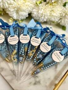 Custom Sky Blue Tasbih Gift Box, Personalized Acrylic Tag, Islamic Wedding Favor, Hajj Pilgrimage Ramadan Eid Aqiqah Gift, Custom Acrylic Wedding & Birthday Decorations - Multicolor - View 2