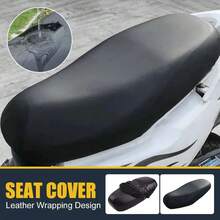 Universal Black Motorcycle Seat Elastic Cover, Full Coverage All-Season Artificial Leather Seat Cover, Scratch-Resistant Wear-Resistant Sun-Proof - A - View 1