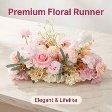 23.6 Inch Aisle Flower Row Wedding Arch Floral Runner, Backdrop, Reception Table Decoration, Centerpiece, Pale Pink And Roses With Sakura Artificial Flowers, Ceremony Aisle - Multicolor - View 5