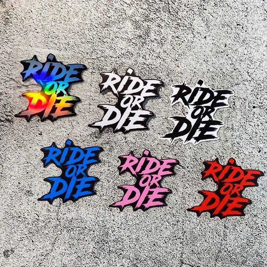 5pcs "RIDE OR DIE" Bicycle Stickers, Waterproof PET Material, Scratch-Resistant, Vibrant Colors, Can Decorate Bicycle Frame, Suitable For Road Bikes, Bicycles, Mountain Bikes, Cycling Decoration Accessories, Ideal Choice For DIY Enthusiasts And Cycling Lovers.
