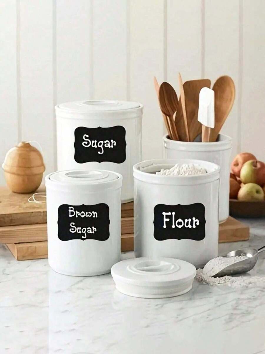 1pc/10pcs-180pcs Chalkboard Labels Self-Adhesive, Used For Spice Jars, Jams, Bottles Adhesive Kitchen Labels (Rectangular), Erasable And Reusable - View 1