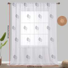 1 pieza Cortina de pantalla semitransparente con diseño de flor blanca y plateada, decoración del hogar, cortinas translúcidas, diseño de bolsillo para barra, adecuada para decorar cortinas translúcidas en varios escenarios como dormitorios, salas de estudio y salas de estar, impresión plana 2D, 90gsm - Multicolor - View 7