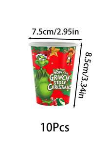 The Grinch 1/10/20pcs Green Christmas Monster Birthday Party Decoration Tableware, Paper Cups, Plates, Banner, Napkins, Tablecloth, Suitable For Party And Holiday Decoration And Gifts - Multicolor - View 13