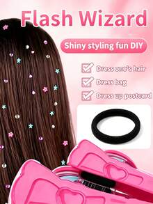 Shiny Hair Styling Set, Includes Rhinestones, Charm Series Hair Accessories, Designed For Girls, Comes With Styling Tools And 75 Rhinestones-Attach, Click, Shine! Hair, Fashion, Everything Is Possible! - Multicolor - View 11