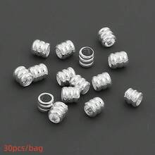 30pcs Copper Bracelet Necklace Three-Strand Barrel Beads, Color-Preserving Three-Layer Small Gold Beads, DIY Bracelet Necklace Spacer Beads Loose Beads, Jewelry Making Accessories - Barrel Beads - View 9