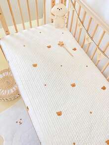 1pc Soft Breathable Quilted Fitted Sheet, Suitable For Home And Travel, All Seasons - Bear - View 2