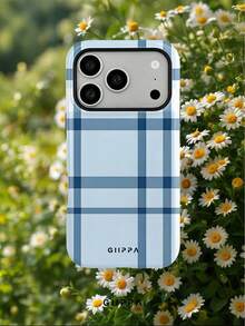 GIIPPA 1件淺藍色不對稱格紋設計手機殼，適用於Phone 17 Pro Max，相容於Phone 16 Pro Max、15 Pro Max、14 Pro Max，韓式高端時尚趣味手機殼，相容於11/12/13/14/15/16 Pro Max Plus，優雅設計適合男女，聖誕節、情人節、復活節、婚禮季和生日送給女友的完美禮物！ - 淺藍色 - 查看 9