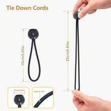 24pcs Heavy Duty Ball Head Elastic Bungee Cords/Ties - UV Resistant & Windproof, Suitable For Tents, Umbrellas, Awnings | Reusable All-Weather Fastening Straps With Ball Head, For Outdoor Fixing, Tarp Covering, Canopy Clips (No Disassembly Required) - 24 Items - View 6