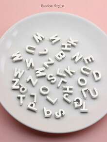 80pcs Stylish Simple Mixed Acrylic 26 English Letter Beads For Handmade Diy Jewelry Accessories - Silver - View 2