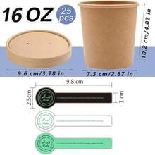 D[25 Sets - 16 Oz] Kraft Paper Bowls With Vented Lids Food Soup Container Microwavable Disposable To Go Hot Soup Bowls For Restaurants For Party Dert Ice Cream Yogurt- Extra 30 Decor Labels - Brown - View 2