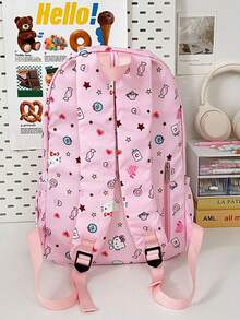 SANRIO New Cute Cartoon Hello Kitty Backpack, Large Capacity Lightweight Casual Travel Backpack, Suitable For Students Daily And Outdoor Use - A - View 6
