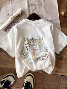 Women's Casual Daily Round Neck Shirt With Letter And Travel Print, Short Sleeve For Spring/Summer - 魏斯 - 查看 1