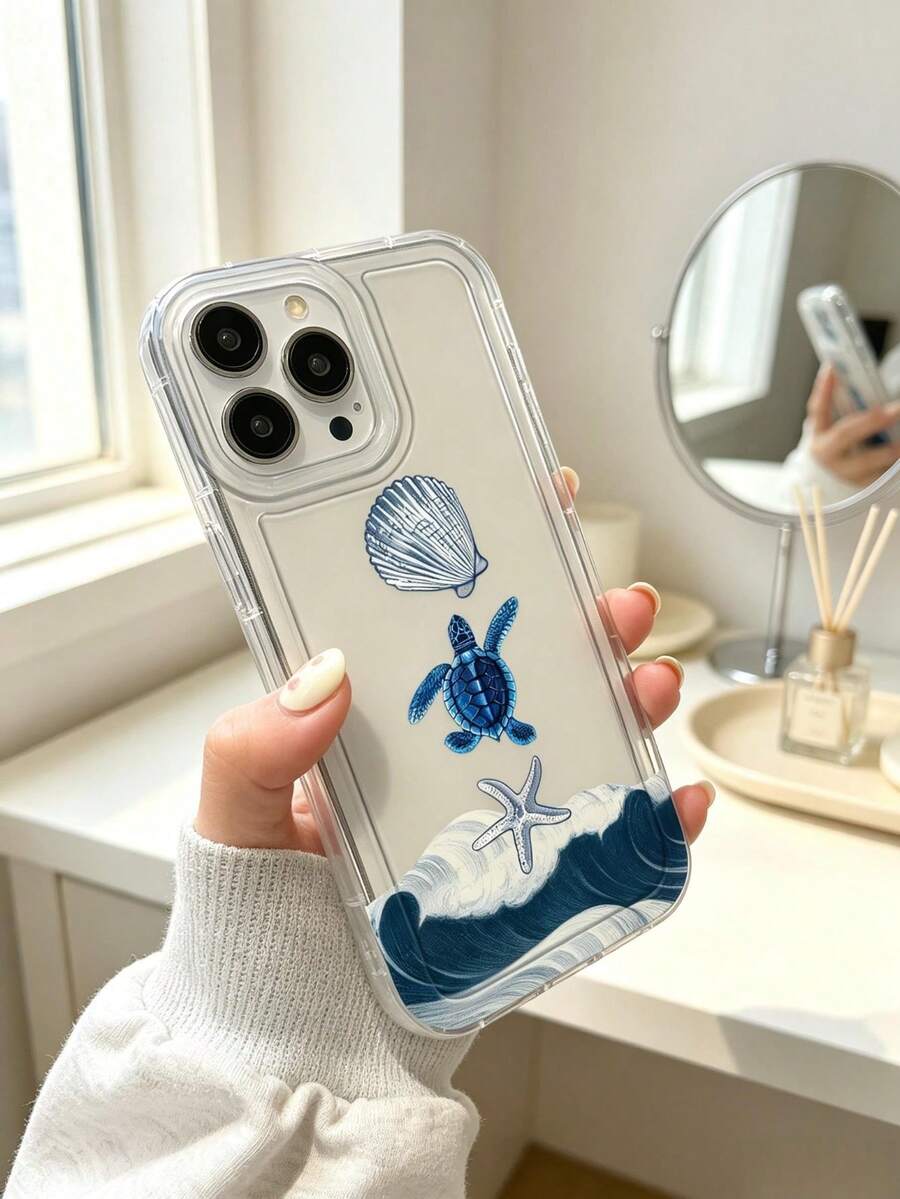 1 Stück transparente blaue Schildkröte minimalistische Vollschutz TPU stoßfeste Handyhülle, kompatibel mit iPhone 15/15pro/15plus/15promax/16/16pro/16promax/17/17pro/17promax//16/15/14 Plus/13/12/11/&A15/A23/A24/A32/A33/A52S/A54/A56/A34/A35/A36/A26/22/S23/S23Plus/S24/S24Ultra/S25/S26/S26 Plus/S26 Ultra - Verschiedenfarbig - Übersicht 1