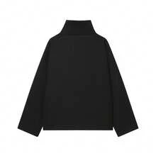 Vintage Style Solid Color Double-Breasted High Collar Women Jacket, Commuter Women Coat For Autumn/Winter Black Spring - Black - View 5