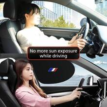 法式三色車用前窗遮陽簾套組，適合駕駛使用，不遮擋視線，防曬隔熱遮光簾，保護車內環境，車內遮光降溫配件 - 1對 - 查看 6