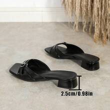 Women's Fashion Square Toe Open Toe Chunky Heel Slides Buckle Low Heel Mature Versatile Sandals - Black - View 8
