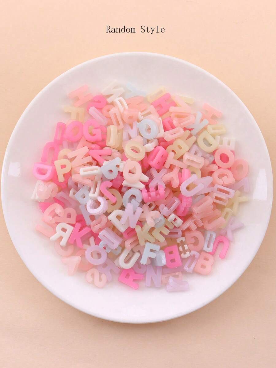 80pcs Fashionable Minimalist Acrylic Mixed Color 26 English Letter Beads, Handmade DIY Jewelry Accessories - Multicolor - View 1