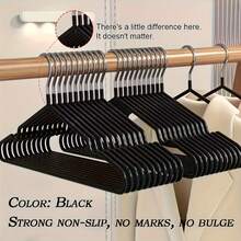BKFUN 5/10/15/20/30/60/100-Pack Adult Non-Slip Plastic Coated Hangers, Home Dormitory Hanging Clothes Hangers - Black - View 11