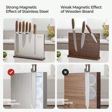 Magnetic Block Without Knives, Stainless Steel Magnetic Holder Rack Kitchen Counter, Strong Double Sided Magnet Storage Stand With Wood Base - Multicolor - View 2