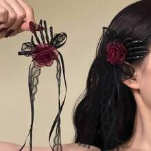 2/1pc Skull Claw Hair Clip, Gothic Style Large Ghost Claw Rose Hair Clip For Girls, Halloween Holiday Costume Hair Accessory - Multicolor - View 7