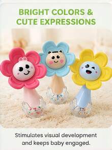 Cartoon Handheld Silicone Rattle Teething Stick, Early Educational Soothing Toy For Infants,Baby,Baby Essentials,Baby Toy,Baby Sensory,Baby Rattle,Chew Toy Sensory,Teething,Baby Toys For Girls,Silicone Toy,Baby Teether,Teething For Baby,Toys For Boy - Multicolor - View 5