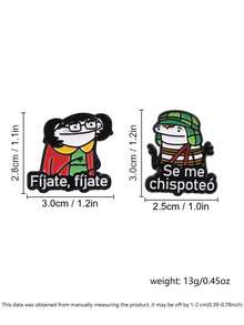 2Pcs El Chavo Del Ocho Retro Cartoon Enamel Brooch Set Mexican Meme Slang Metal Pin For Backpack Jacket - Multicolor - View 3